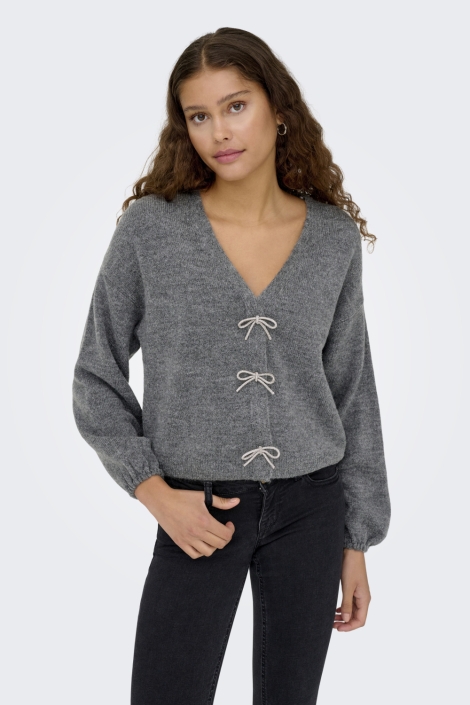 Only grijze dames trui | Model vooraanzicht