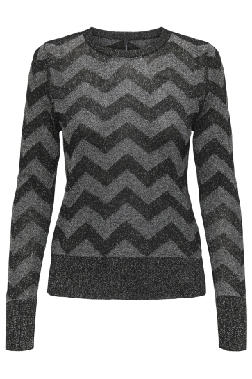 Only Trui ONLJILLO LS ZIGZAG O-NECK GLITTER K 15358443 BLACK/SILVER