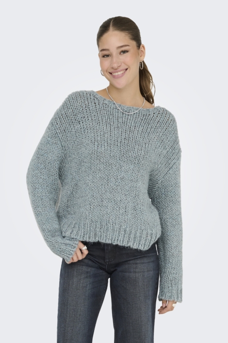 Only blauwe dames trui | Model vooraanzicht