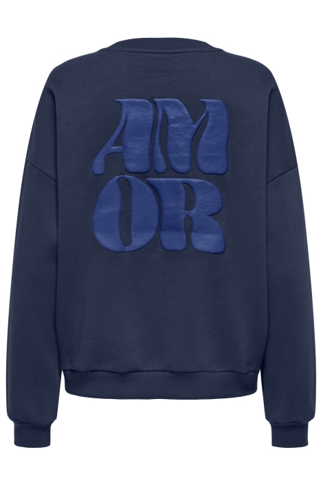 Only blauwe dames sweater | Achteraanzicht