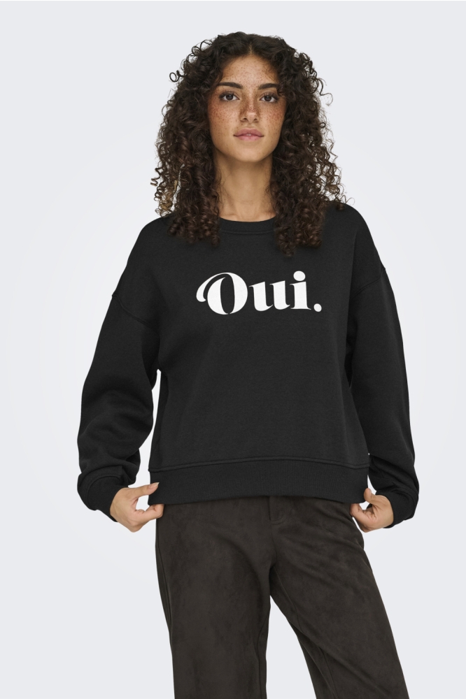 Only zwarte dames sweater | Model vooraanzicht