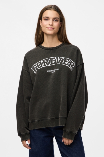 Pieces PCJATTO LS OVERSIZED SWEAT 17159298 BLACK/FOREVER