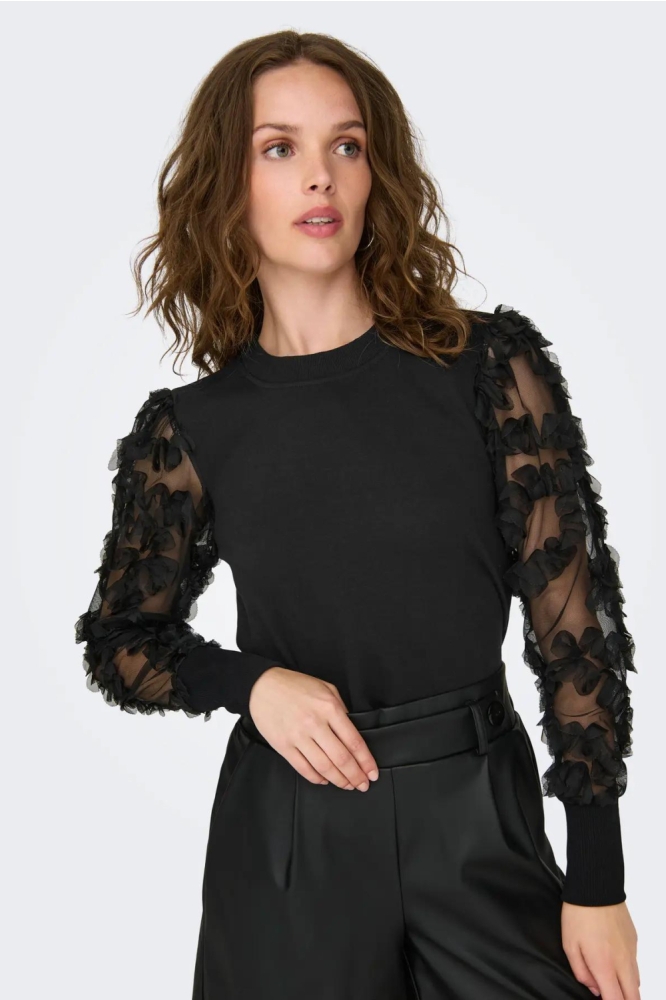 Jacqueline de Yong zwarte dames sweater | Model vooraanzicht