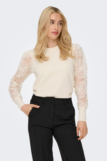 Jacqueline de Yong JDYFAIRVIEW LIFE L/S SWEAT JRS NOO 15220558 WHITECAP GREY/ FRILL DOT