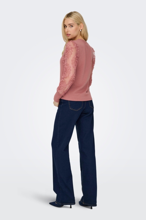 Jacqueline de Yong roze dames sweater | Model achteraanzicht