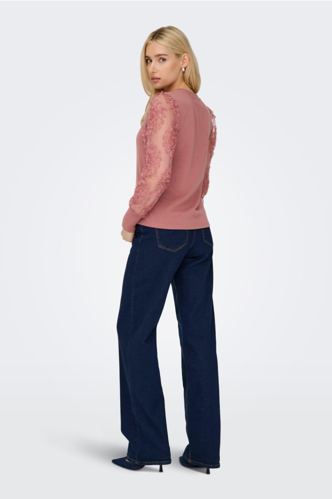 Jacqueline de Yong roze dames sweater | Model achteraanzicht