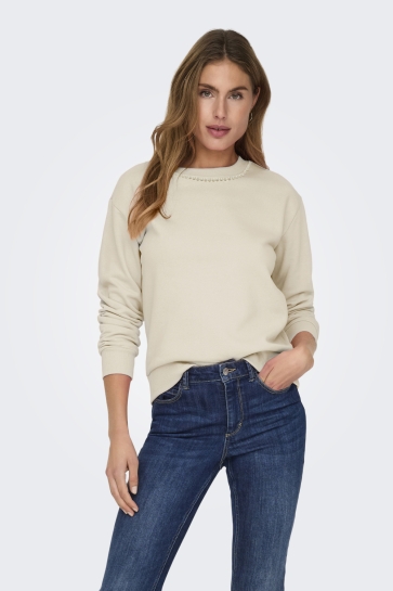 Jacqueline de Yong jdyparis l/s emb sweat jrs Beige