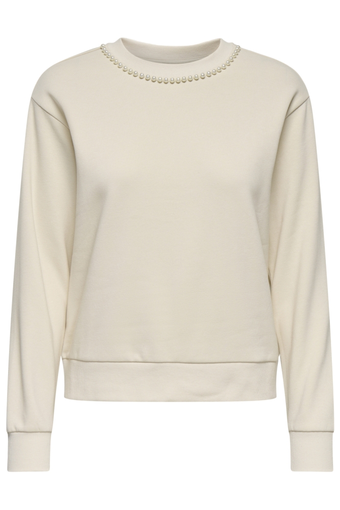 Jacqueline de Yong beige dames sweater | Vooraanzicht