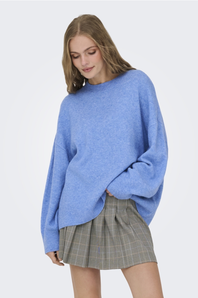 Jacqueline de Yong blauwe dames trui | Model vooraanzicht