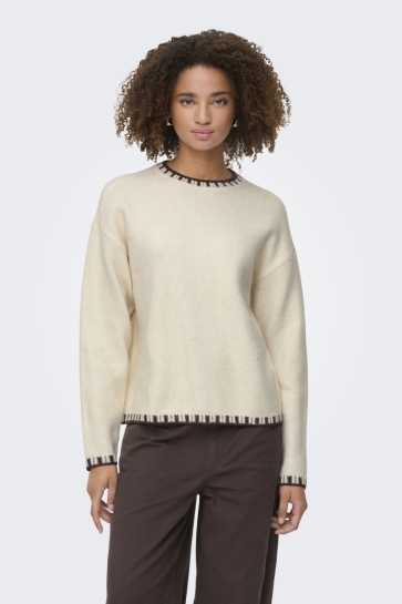 Jacqueline de Yong JDYSILJA L/S ON CONTRAST PULLOVER K 15361187 Sandshell/FUDGE CONTRAST