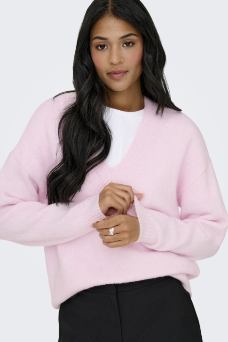 Jacqueline de Yong roze dames trui | Model vooraanzicht