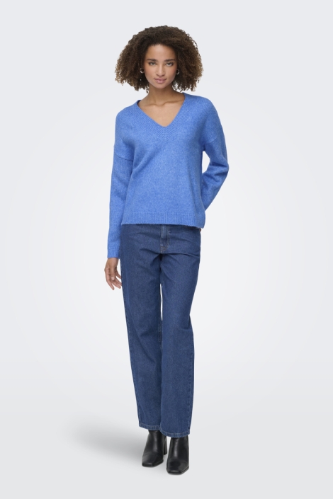 Jacqueline de Yong blauwe dames trui | Model