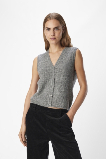 Object OBJDIANA RE V-NECK KNIT VEST NOOS 23045620 Medium Grey Melange