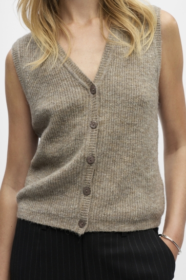 Object Vest OBJDIANA RE V-NECK KNIT VEST NOOS 23045620 Morel/Melange