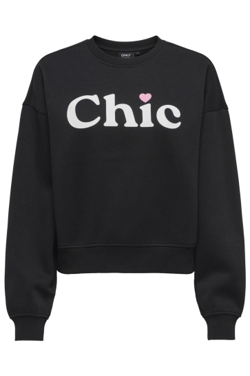 Only Trui ONLBEST L/S PRINT CREW NECK SWT 15357681 BLACK/CHIC