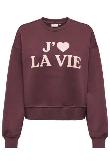 Only Trui ONLBEST L/S PRINT CREW NECK SWT 15357681 DECADENT CHOCOLATE/VIE