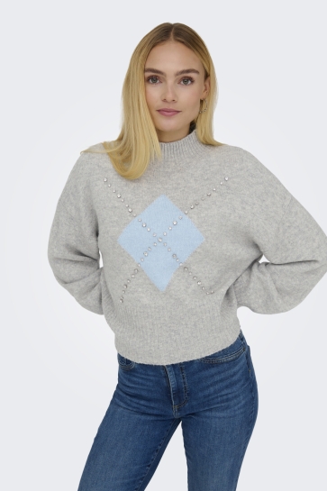 Only Trui ONLWAKEFIELD LIFE LS BLING HIGHNECK 15361129 Light Grey Mela/Cashmere B