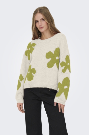 Only Trui ONLBOOTLE LIFE LS FLOWER O-NECK KNT 15361111 BABY`S BREATH/CAMPING GEAR