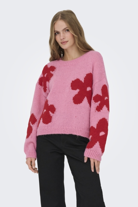 Only roze dames trui | Model vooraanzicht
