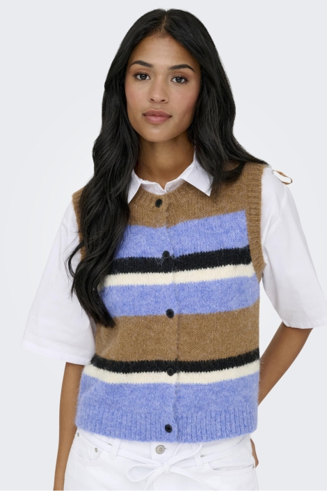 Only bruine dames gilet | Model vooraanzicht