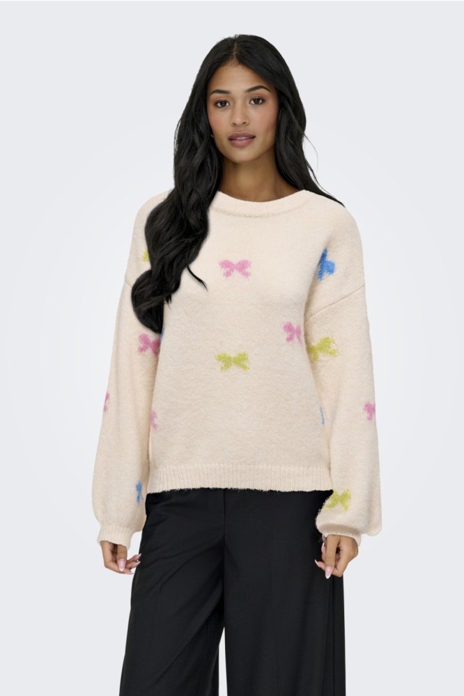 Only beige dames trui | Model vooraanzicht