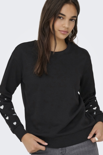 Jacqueline de Yong jdyparis l/s sleeve emb sweat jrs Zwart