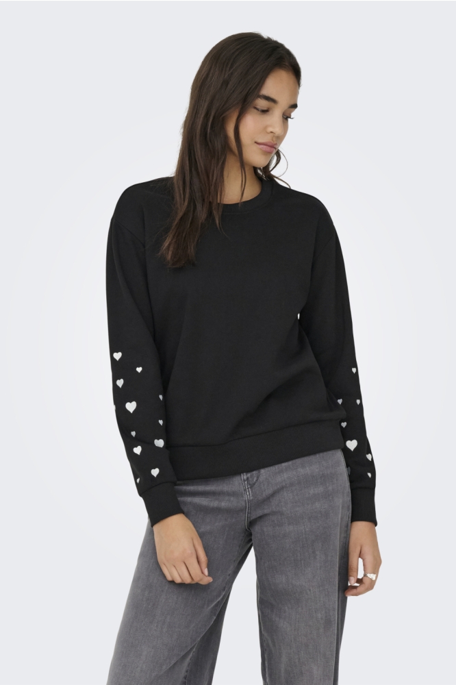 Jacqueline de Yong zwarte dames sweater | Model vooraanzicht