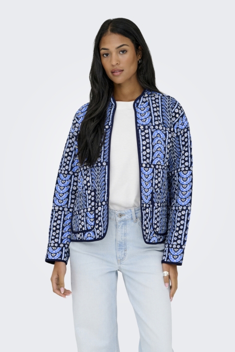 Jacqueline de Yong blauwe dames vest | Model vooraanzicht