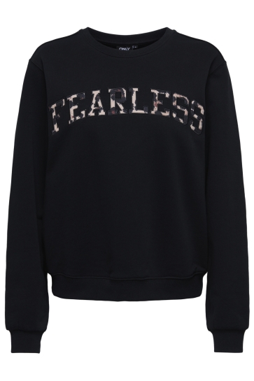 Only Trui ONLFREDERIKKA L/S PRINT BOX UB SWT 15352623 Black/Fearless