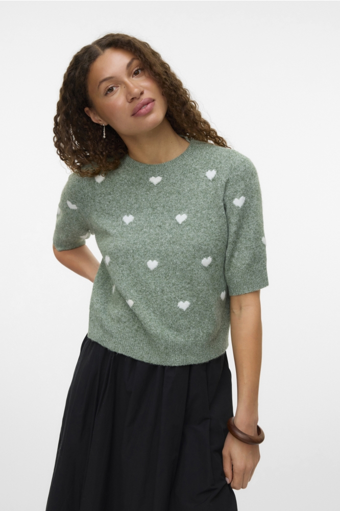 Vero Moda groene dames trui | Model vooraanzicht