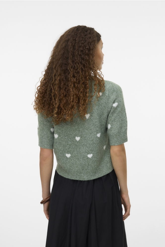 Vero Moda groene dames trui | Model achteraanzicht