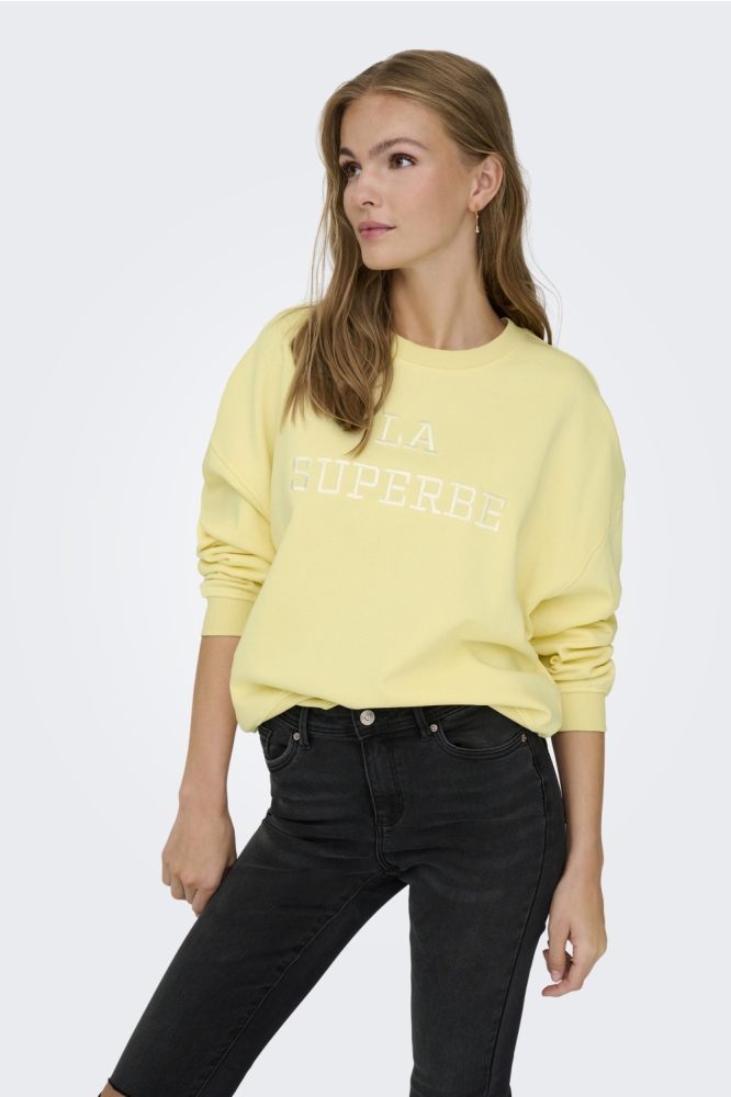 Jacqueline de Yong gele dames sweater | Model vooraanzicht