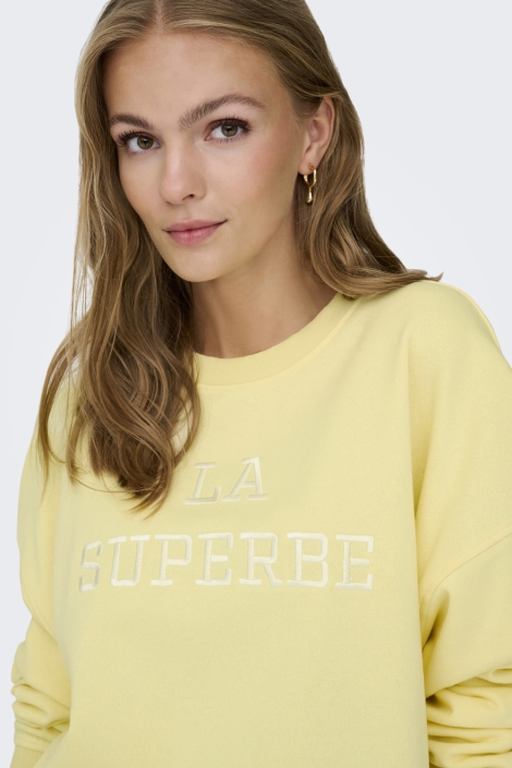 Jacqueline de Yong gele dames sweater | Close up