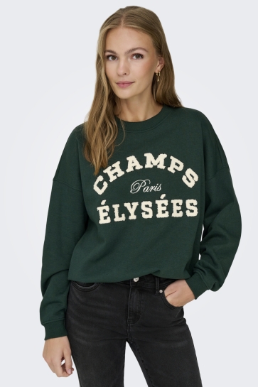 Jacqueline de Yong sweater JDYMESA L/S O-NECK EMB SWEAT JRS NO 15370526 PINE GROVE/CHAMPS EMB