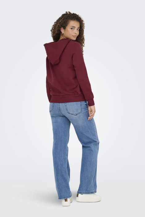 Only bordeaux dames sweater | Model achteraanzicht