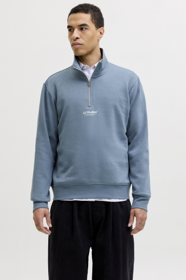 Jack & Jones Trui JJESOHO SWEAT QUARTER ZIP HN NOOS 12278793 Blue Mirage