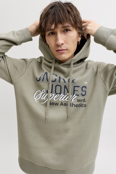 Jack & Jones groene heren sweater | Model vooraanzicht