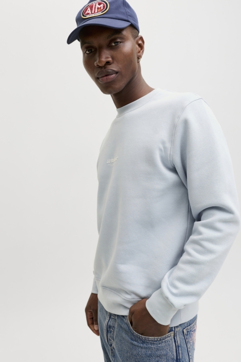 Jack & Jones blauwe heren sweater | Model zijaanzicht