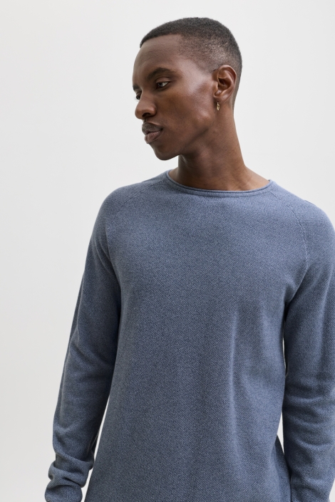 Jack & Jones blauwe heren sweater | Model vooraanzicht