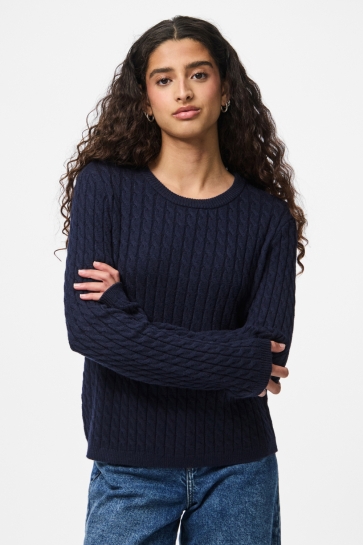 Pieces Trui PCFIA LS CABLE KNIT NOOS BC 17158899 MARITIME BLUE