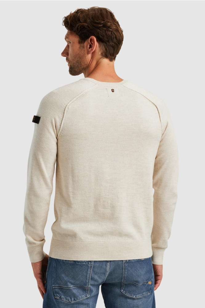 PME legend beige heren trui | Model achteraanzicht