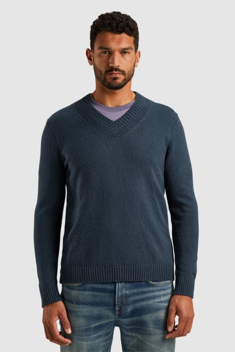 Cast Iron blauwe heren trui | Model vooraanzicht