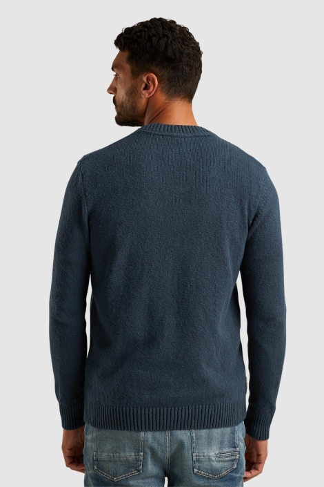 Cast Iron blauwe heren trui | Model achteraanzicht