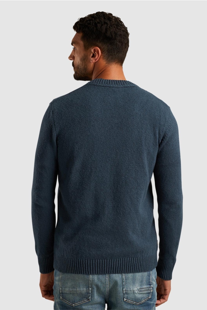 Cast Iron blauwe heren trui | Model achteraanzicht