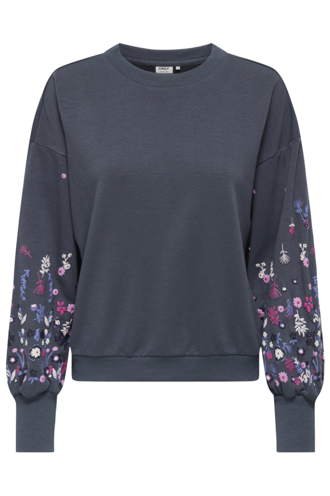 Only blauwe dames sweater | Vooraanzicht