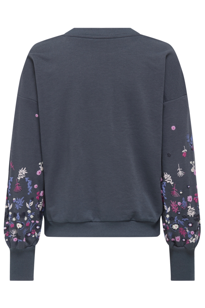 Only blauwe dames sweater | Achteraanzicht