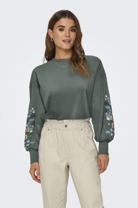 Only groene dames sweater | Model vooraanzicht