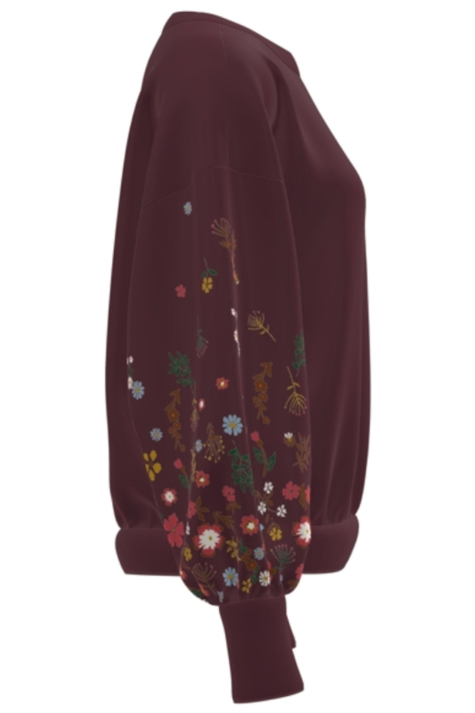 Only bordeaux dames sweater | Zijaanzicht