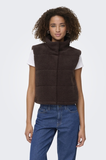 Only Vest ONLSANDRA TEDDY WAISTCOAT LIFE OTW 15320630 SEAL BROWN