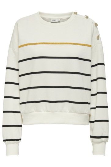 Only onluma l/s o-neck stripes cs swt Wit
